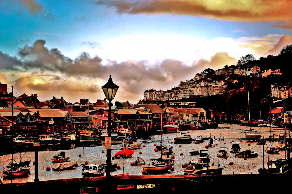 Picture Looe Harbour, Cornwall photo print boats in Looe Harbour
