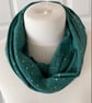 Forest Green with Gold Speckles Infinity Scarf, 100% cotton  - Image 2