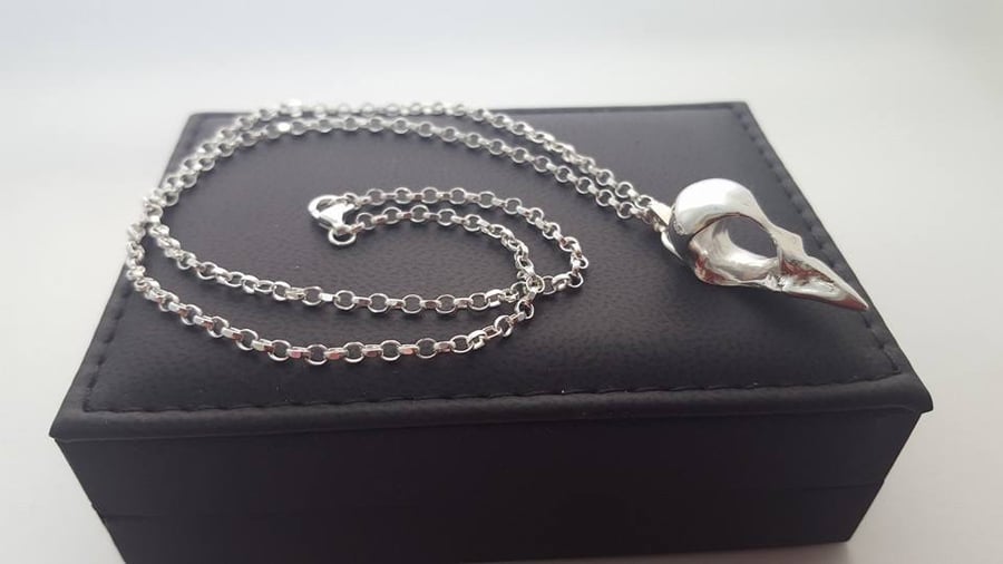 Silver Swallow Skull Pendant