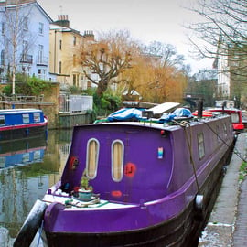 Narrow Boats Regent's Canal Camden London UK Photograph Print