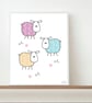Sheep Trio A4 Art Print - Image 2