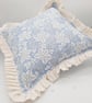 Blue and white, country cottage style, frilly cushion cover,  envelope backed,   - Image 6