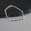 Champagne Pearl and Sterling Silver Chain Layering Bracelet - Dainty Bracelets
