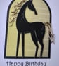Happy Birthday Handmade card featuring a Black and Gold Horse  - Image 7