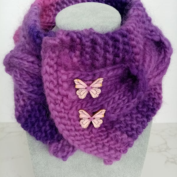 Cable knit neck warmer for kids 100% pure wool 
