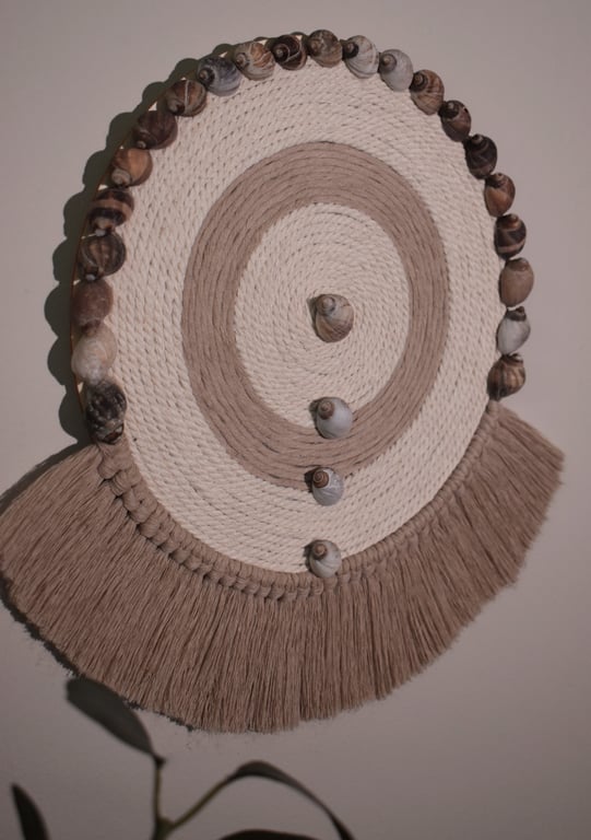 Beige & Off White Semi Circle Wall Hanging (Medium)