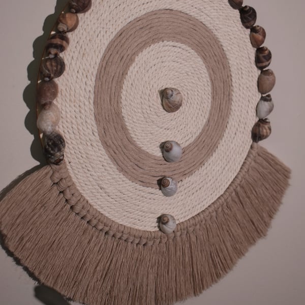 Beige & Off White Semi Circle Wall Hanging (Medium)