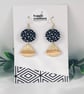 Black and Gold Geometric Fan Drop Earrings - Image 2