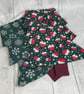 Set of two Christmas tree drawstring, reusable gift bags. Greens