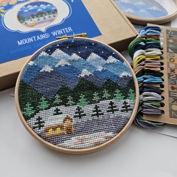Mountains Winter Cross Stitch Kit