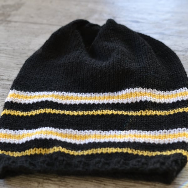 Hat  Unisex Knitted Slouchy Hat Black ,Yellow, White