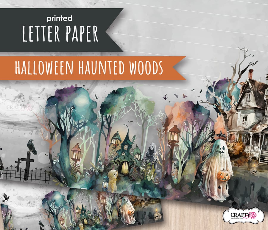 Letter Writing Paper Creepy Haunted Woods and House