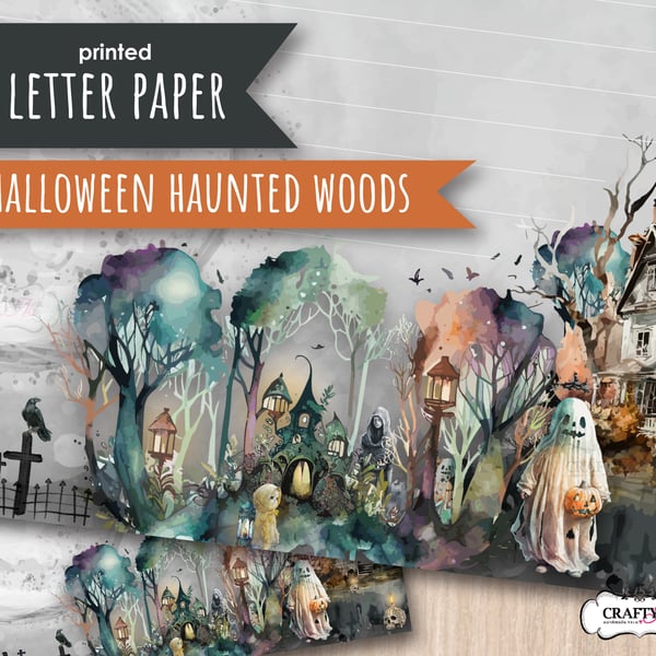 Letter Writing Paper Creepy Haunted Woods and House