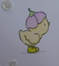 Round Easter Card - Chick with Petal Hat - Image 2