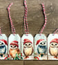 5 Wooden Christmas Gift Tags - Owls