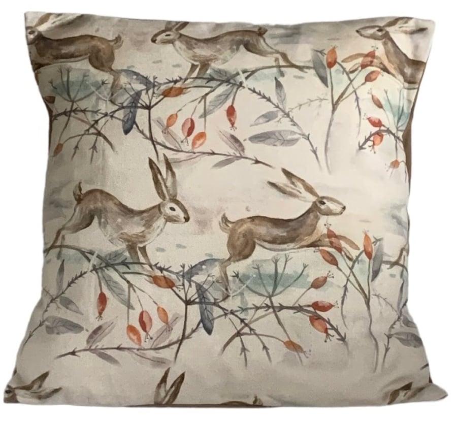 Leaping Hares Cushion Cover 16”x16” Last One