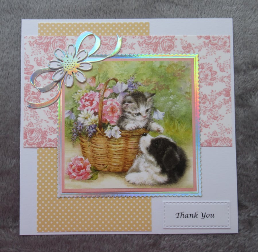 Kitten & Puppy Thank You Card