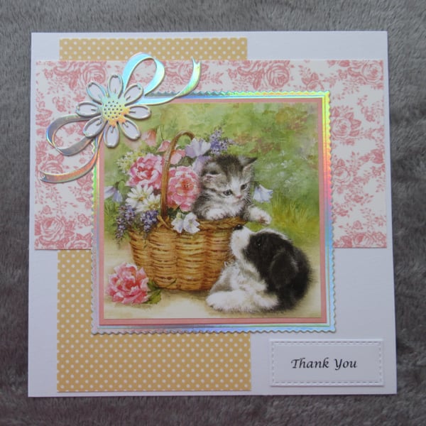 Kitten & Puppy Thank You Card