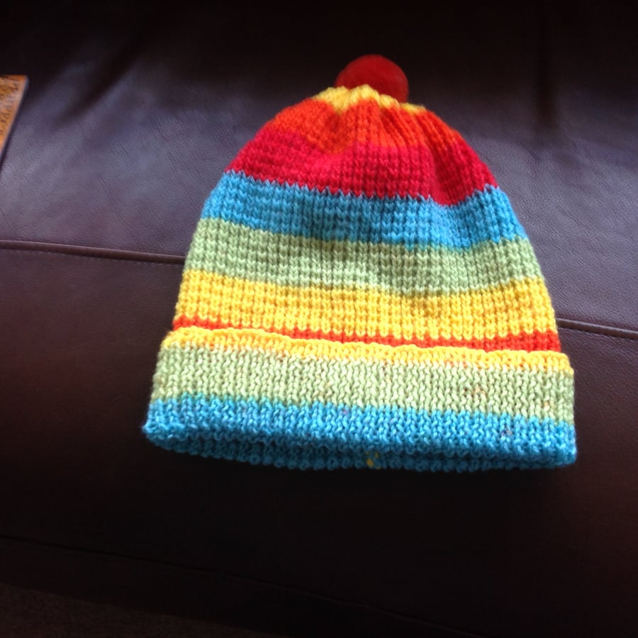 Colourful bobble hat