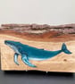 Whale original painting on Oak wood