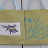 Bumble Bee - Green Cotton Screen printed bag 