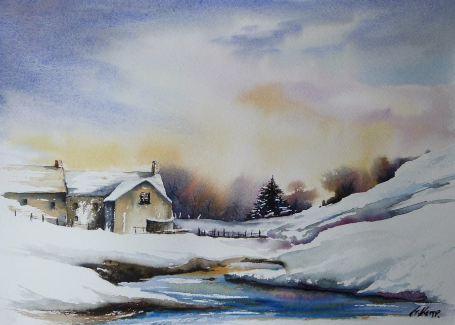 Winter Scene, Original Watercolour Painting.