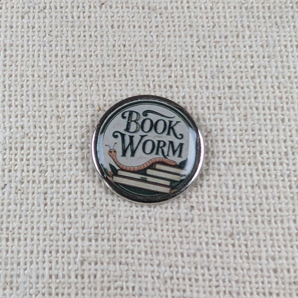 Book Worm - Book Lover Themed Badge - Large Resin Topped Pin Badge