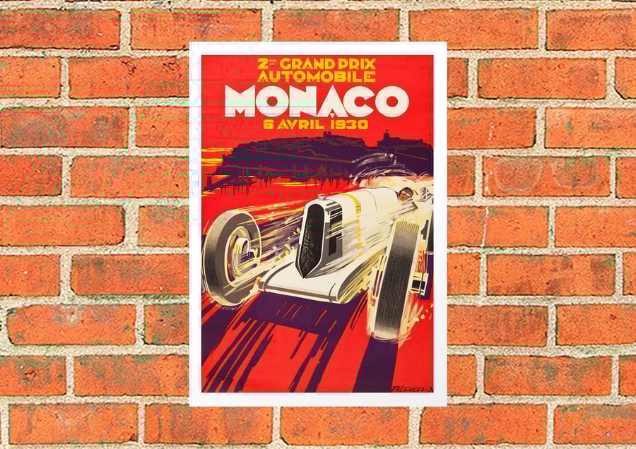 1930-37 Monaco F1 posters, Grand Prix print, Formula 1 metal sign, motorsport gi