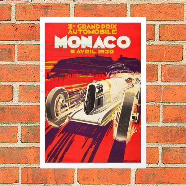 1930-37 Monaco F1 posters, Grand Prix print, Formula 1 metal sign, motorsport gi