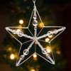 Set of Three Beaded Wire Star Decorations - Silver with Glass Crystal Facets