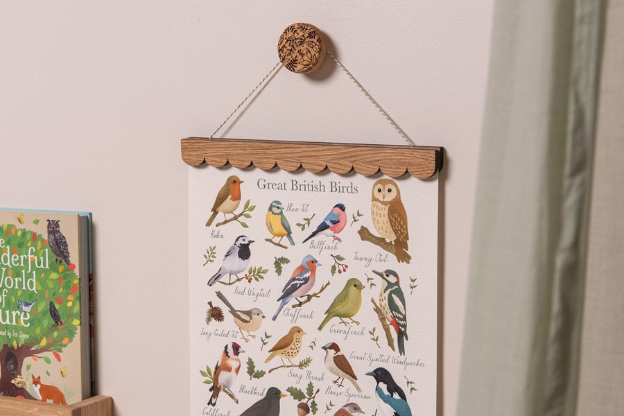 Round Oak Wall Hook - Thicket, Print Hook, Print Art Wall Display Hook, Oak