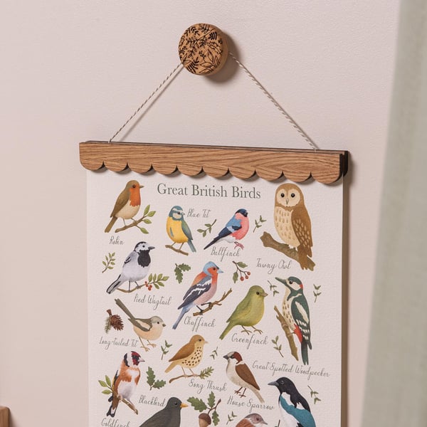 Round Oak Wall Hook - Thicket, Print Hook, Print Art Wall Display Hook, Oak