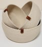 Handmade Cotton Rope Bowl Set-3 Nesting Storage Baskets  - Image 2