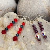 crystal bead earrings with sterling silver ear wires - 2 pairs