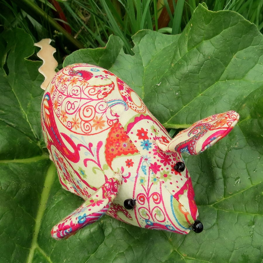 Paisley.  A field mouse pin cushion, made from Liberty Lawn.