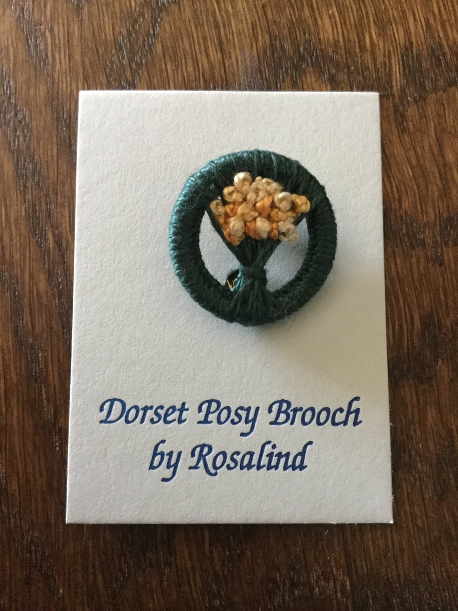 Dorset Posy Brooch, Dark Green with Yellow-orange, P38