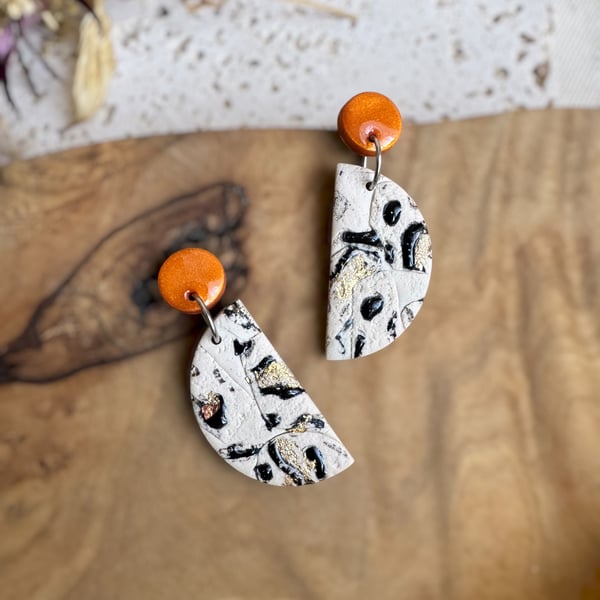 Autumn Amber Animal Print Crescent Earrings