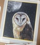 Fine Art Print of "Queen of the Night" Owl and Moon Coloured Pencil Art - Image 2