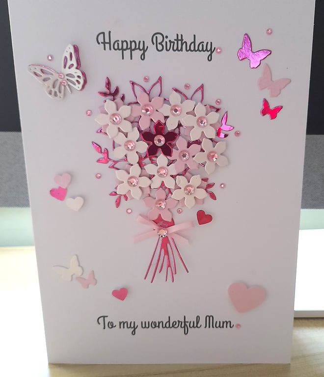 Handmade Mother’s Day Floral Bouquet Card 