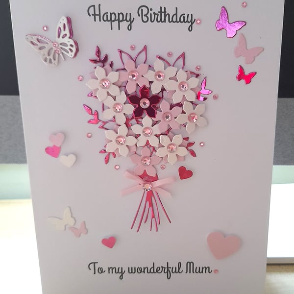 Handmade Mother’s Day Floral Bouquet Card 