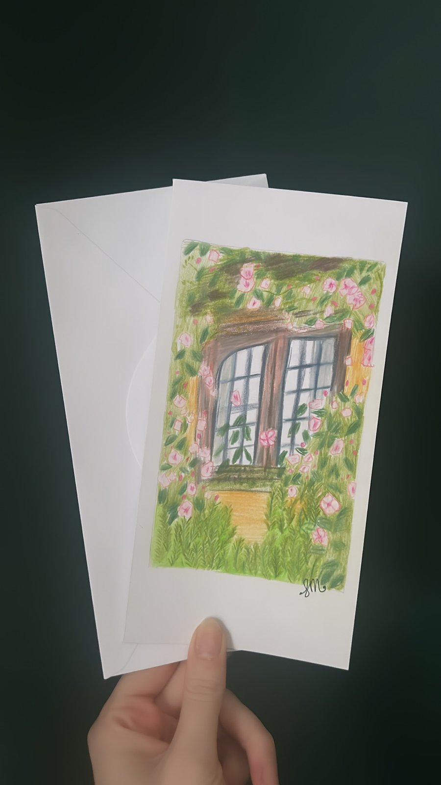 Handmade Greeting Card Woodland Cottage Window 