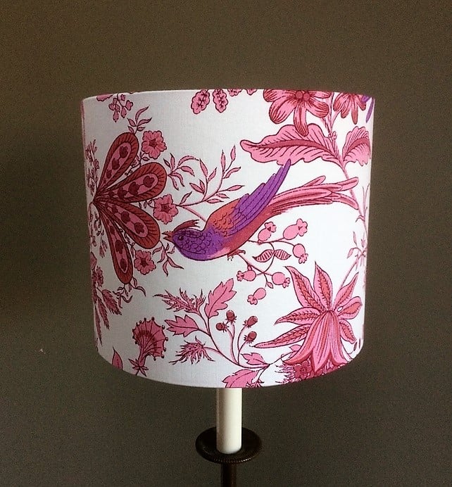 PINK and Purple Jonelle Spice Island BIRD VIntage fabric Lampshade
