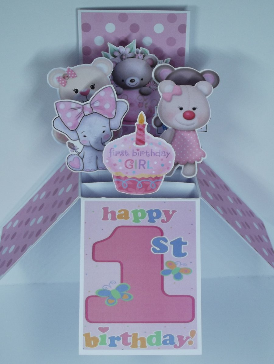 Girls 1st Birthday Card