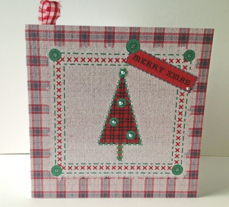 Christmas Card Pack,'Seasonal Stitches' Hand Finished Xmas Cards 5pk
