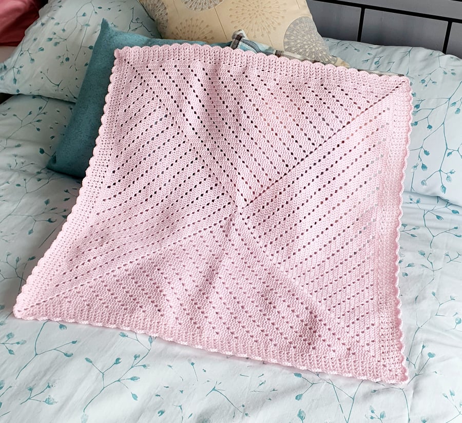 Which Way Filet Crochet Baby Blanket, newborn gift, crib blanket 
