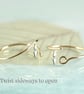 Slim Gold Hoops with Tiny Leaf Dangles 14 ct Gold Fill Hoop Earrings - Image 3
