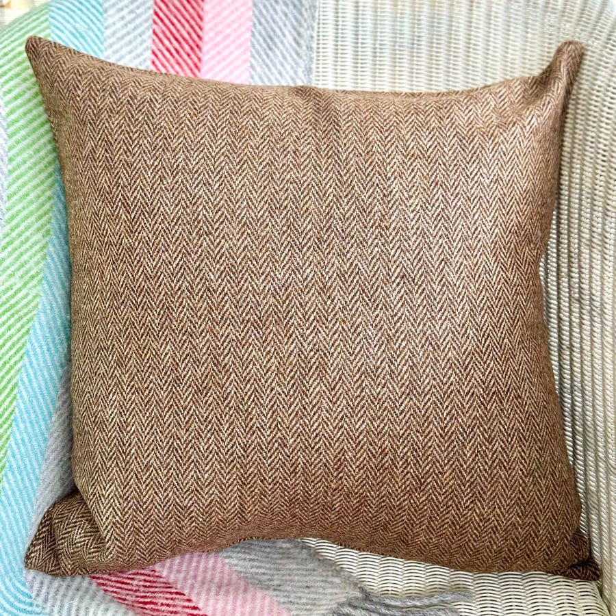 Tweed Scatter Cushion with Pad, Brown 46x46cm