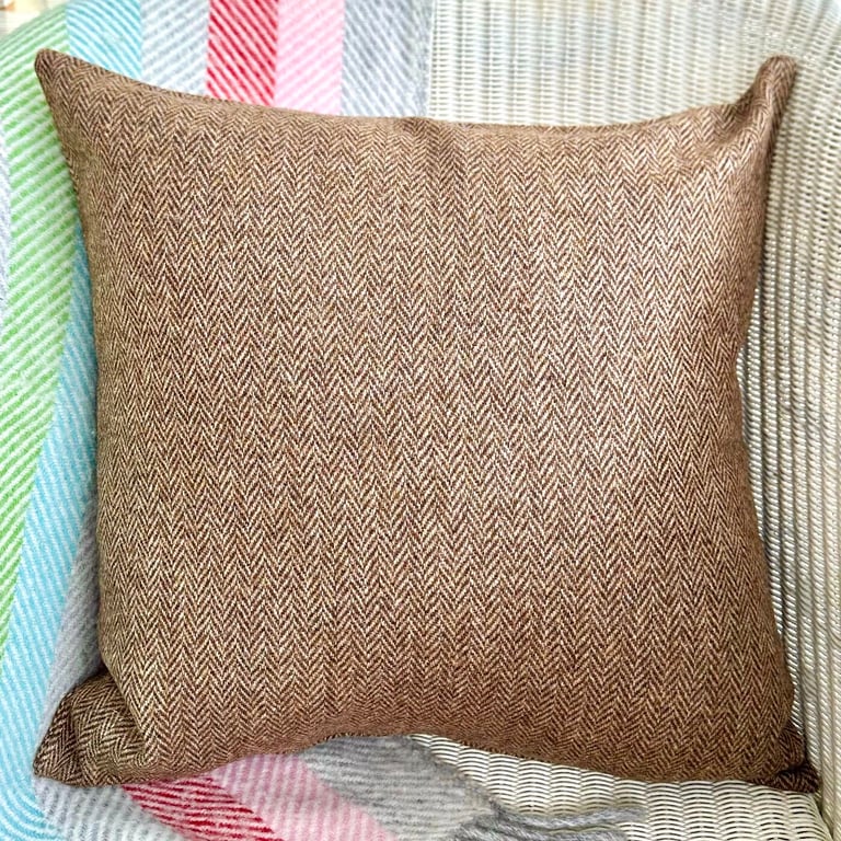Tweed Scatter Cushion with Pad, Brown 46x46cm