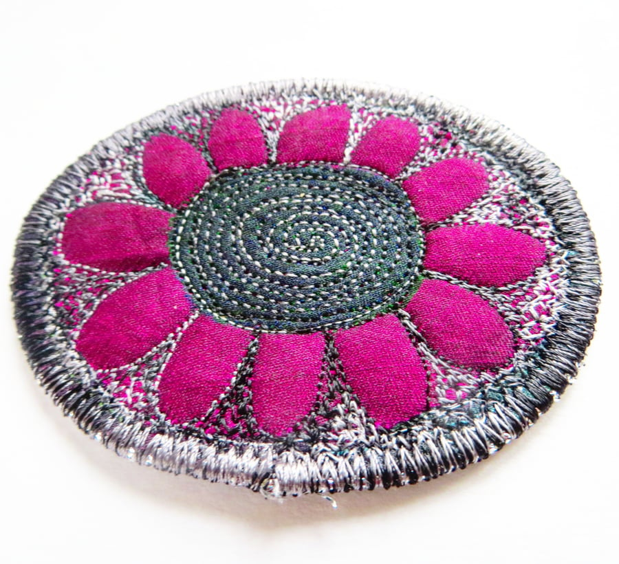 Textile Flower Brooch