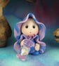 Tiny Beachcomber Gnome 'Zella' with shell in jar OOAK Sculpt by Ann Galvin